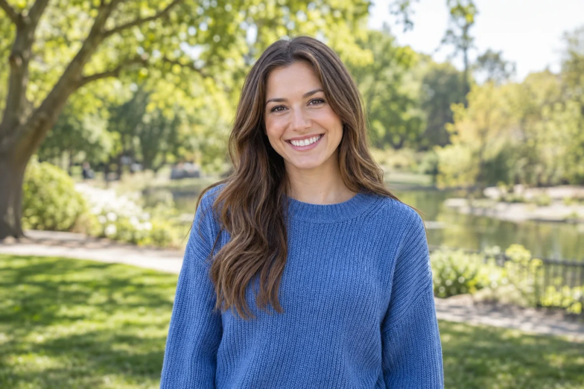Young adult smiling at the camera outdoors