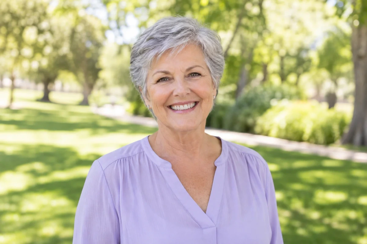 Person smiling at the camera outdoors