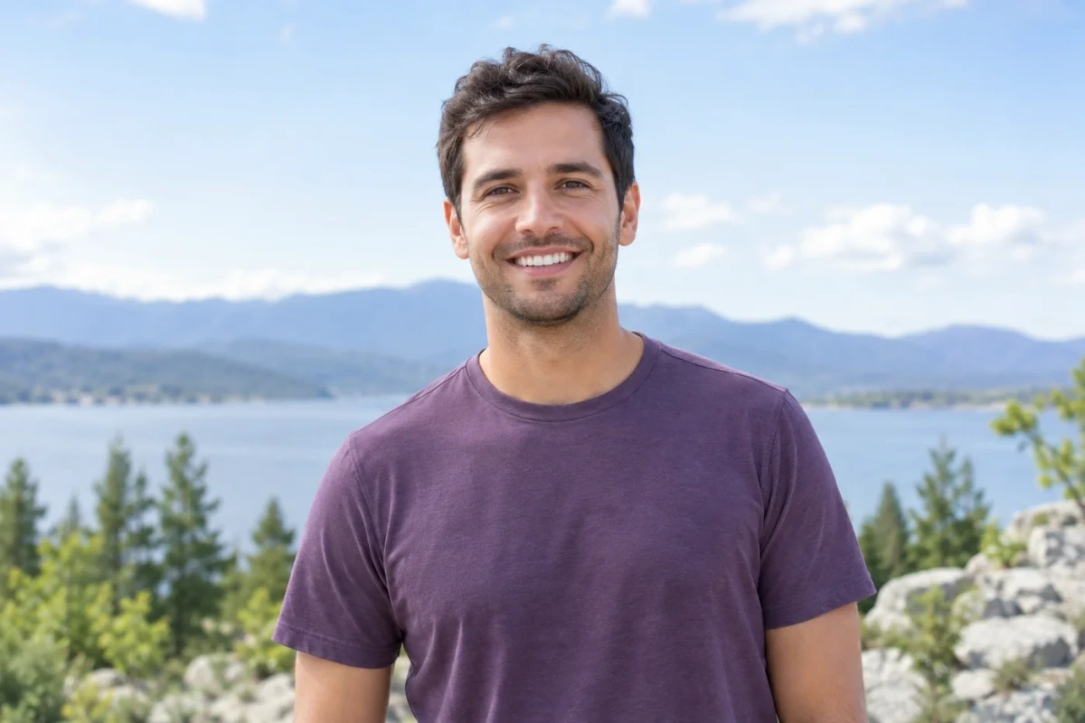 Man smiling at the camera outdoors