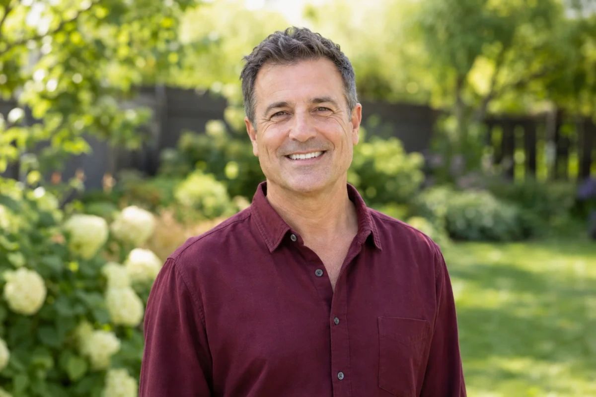 Person smiling at the camera outdoors