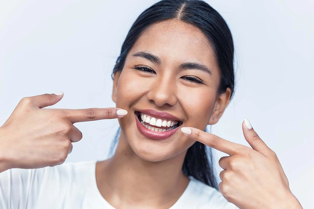 Woman showing her smile